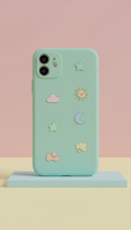 Mint Silicone Phone Case With Graphic Icons